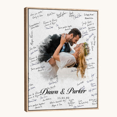 38010783-MGV-CV-24X36 - Wedding Guest Book Alternative Wall Art Canvas Print, Personalized Couple Photo Guestbook