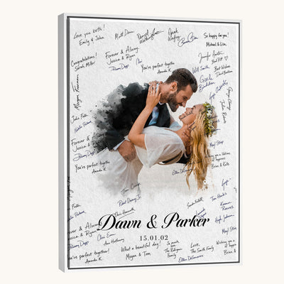 38010783-MGV-CV-24X36 - Wedding Guest Book Alternative Wall Art Canvas Print, Personalized Couple Photo Guestbook