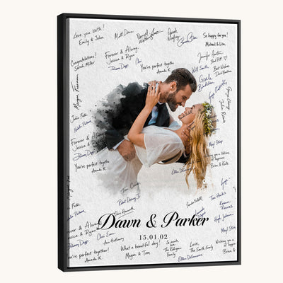 38010783-MGV-CV-24X36 - Wedding Guest Book Alternative Wall Art Canvas Print, Personalized Couple Photo Guestbook
