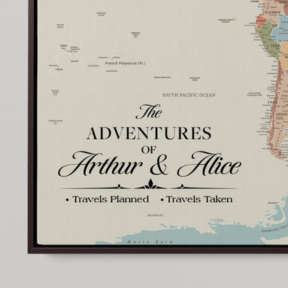 45566494-MGV-CV-36X24-Customizable World Map Push Pin Canvas Personalized Travel Gift Framed Adventure Tracker for Vacation Memories Anniversary Decor