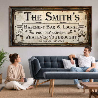 28317410-PAN-FL-20X10 - Custom Bar Sign Wall Art Canvas Print