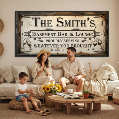 28317410-PAN-FL-20X10 - Custom Bar Sign Wall Art Canvas Print