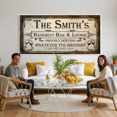 28317410-PAN-FL-20X10 - Custom Bar Sign Wall Art Canvas Print