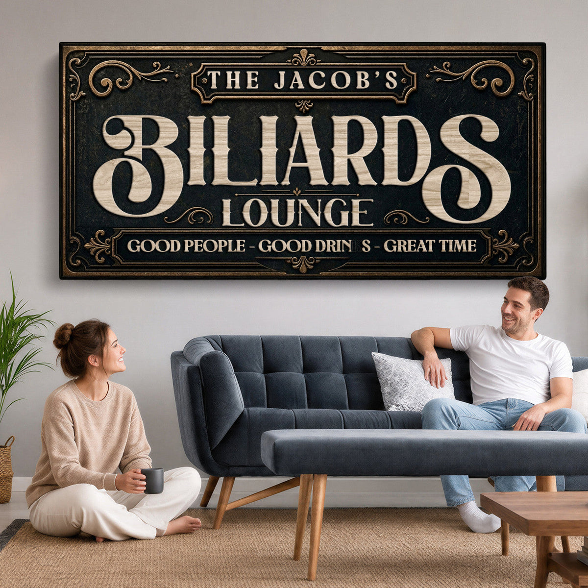 47215219-PAN-FL-20X10 - Custom Bar Sign Wall Art Canvas Print