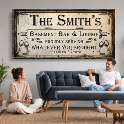 28317410-PAN-FL-20X10 - Custom Bar Sign Wall Art Canvas Print