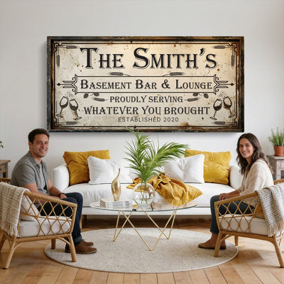 28317410-PAN-FL-20X10 - Custom Bar Sign Wall Art Canvas Print