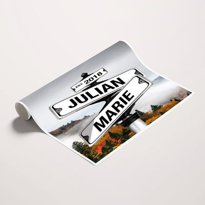 21375959-_Poster-30x20 - Personalized Street Sign Canvas Wall Art, Custom Family Names Signpost Print