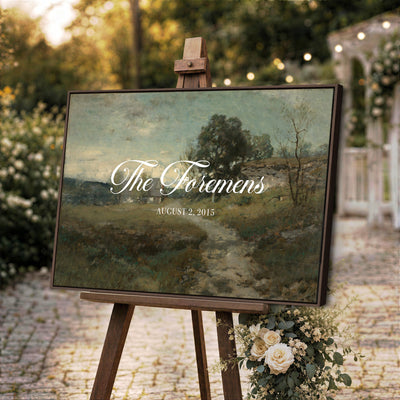 Personalized Family Name Sign | Country Lane Vintage Landscape Canvas | Wedding Gift