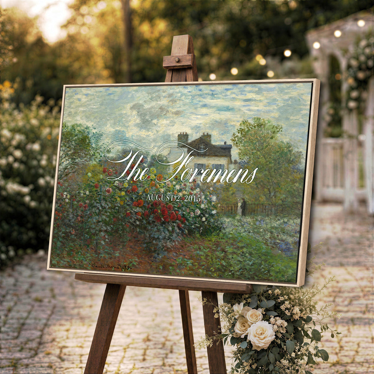 Wedding Easel Sign | Personalized Cottage Garden Vintage Canvas | Framed Welcome Sign for Ceremony