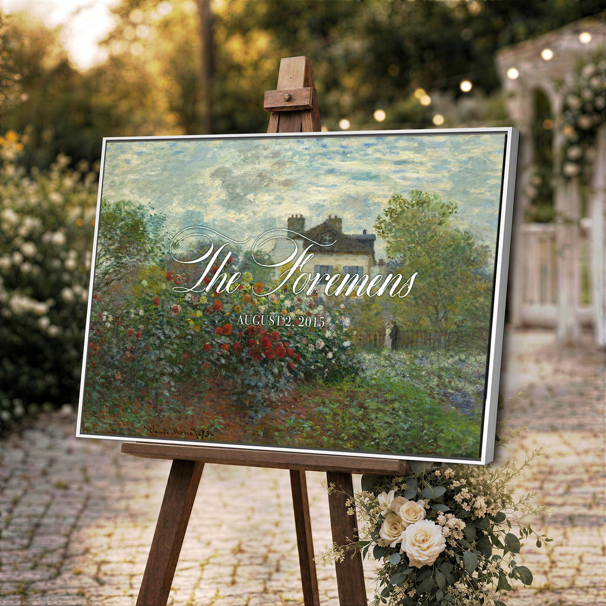 Wedding Easel Sign | Personalized Cottage Garden Vintage Canvas | Framed Welcome Sign for Ceremony