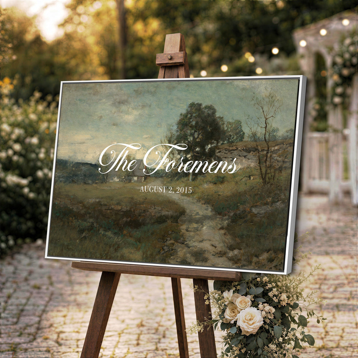 Personalized Family Name Sign | Country Lane Vintage Landscape Canvas | Wedding Gift