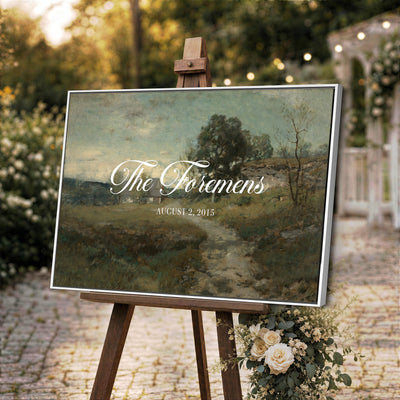 Personalized Family Name Sign | Country Lane Vintage Landscape Canvas | Wedding Gift