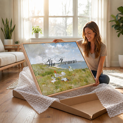 70430546-MCV-HS-36X24 - Personalized Family Name Sign | Hillside Picnic Vintage Landscape Canvas | Wedding Gift