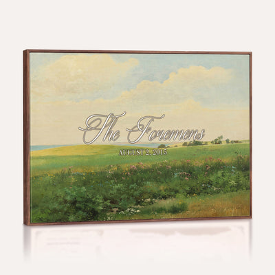22038715-MCV-HS-36X24 - Personalized Family Name Sign | Open Field Vintage Landscape Canvas | Wedding Gift