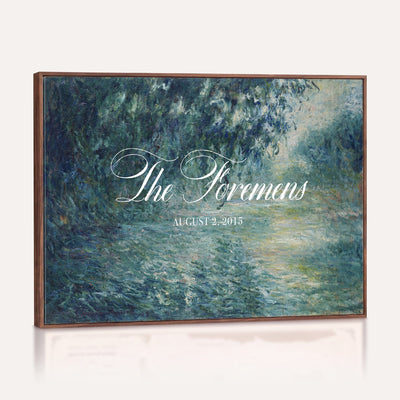 58388539-MCV-HS-36X24 - Personalized Family Name Sign | Willow River Vintage Landscape Canvas | Wedding Gift