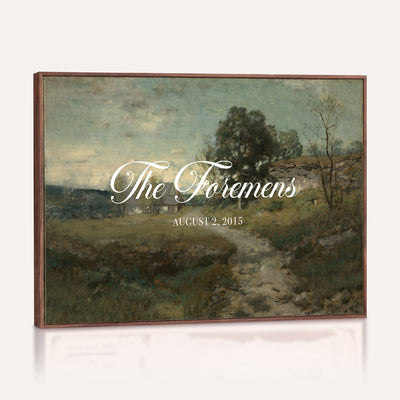 Personalized Family Name Sign | Country Lane Vintage Landscape Canvas | Wedding Gift