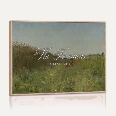68974350-MCV-HS-36X24 - Personalized Family Name Sign | Summer Meadow Vintage Landscape Canvas | Wedding Gift