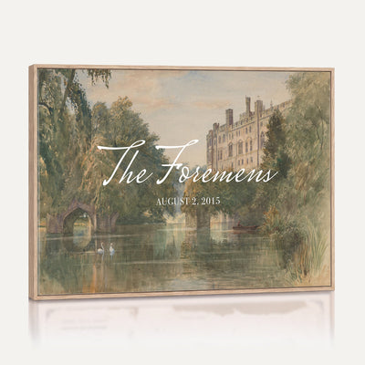41425019-MCV-HS-36X24 - Personalized Family Name Sign | Lakeside Manor Vintage Landscape Canvas | Wedding Gift