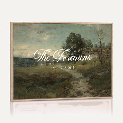 Personalized Family Name Sign | Country Lane Vintage Landscape Canvas | Wedding Gift