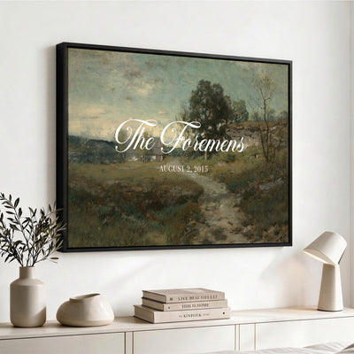 Personalized Family Name Sign | Country Lane Vintage Landscape Canvas | Wedding Gift