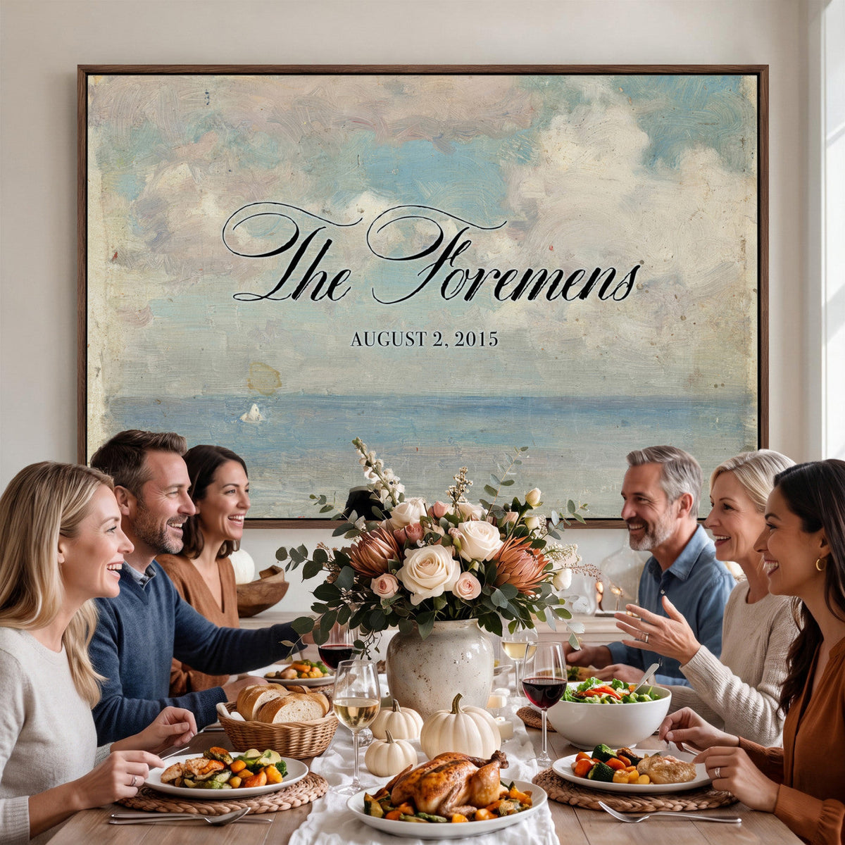 44421319-MCV-HS-36X24 - Wedding Easel Sign | Personalized Seascape Sailboat Vintage Canvas | Framed Welcome Sign for Ceremony