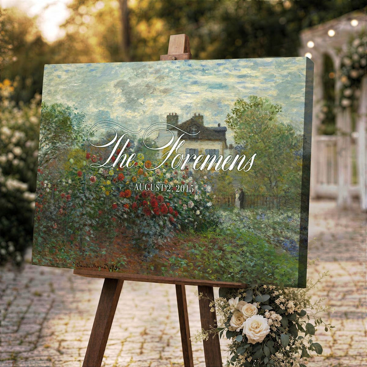 Wedding Easel Sign | Personalized Cottage Garden Vintage Canvas | Framed Welcome Sign for Ceremony