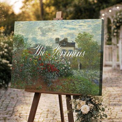Wedding Easel Sign | Personalized Cottage Garden Vintage Canvas | Framed Welcome Sign for Ceremony
