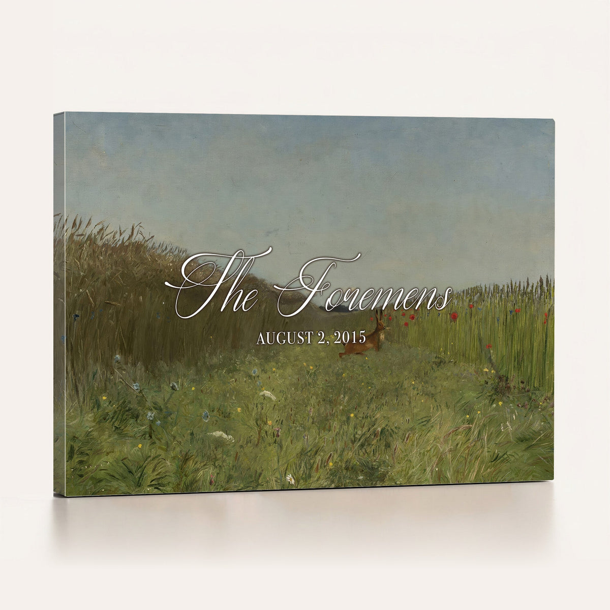 68974350-MCV-HS-36X24 - Personalized Family Name Sign | Summer Meadow Vintage Landscape Canvas | Wedding Gift