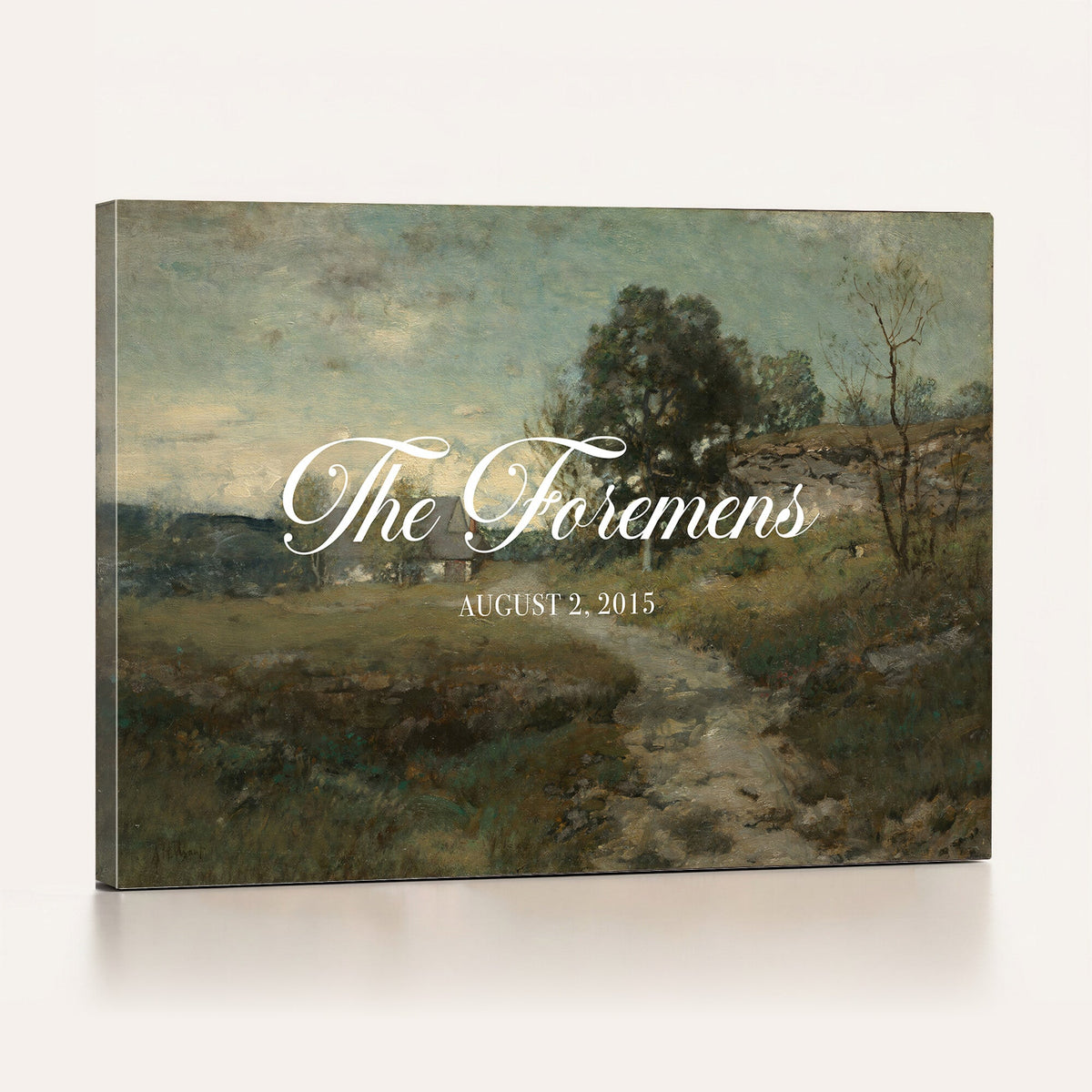 Personalized Family Name Sign | Country Lane Vintage Landscape Canvas | Wedding Gift