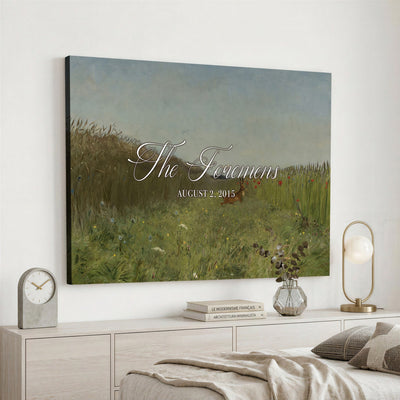 68974350-MCV-HS-36X24 - Personalized Family Name Sign | Summer Meadow Vintage Landscape Canvas | Wedding Gift