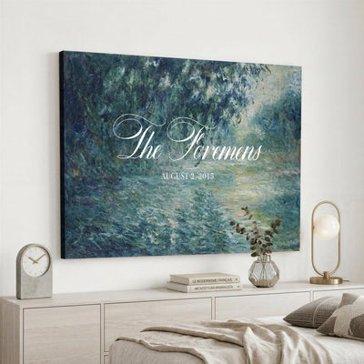 58388539-MCV-HS-36X24 - Personalized Family Name Sign | Willow River Vintage Landscape Canvas | Wedding Gift