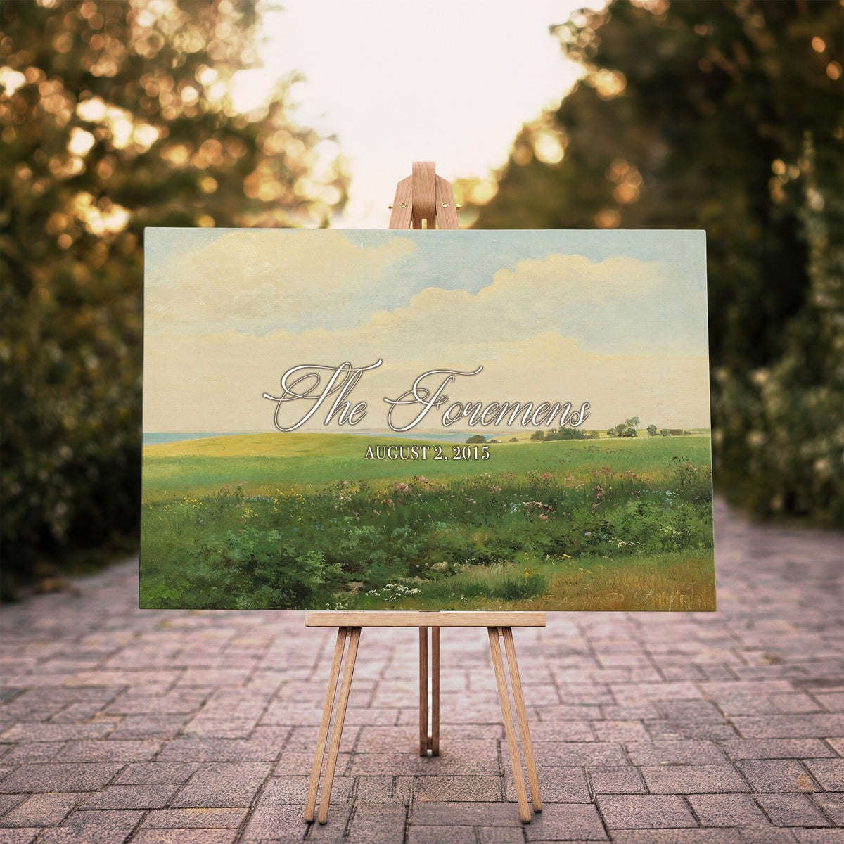 22038715-MCV-HS-36X24 - Personalized Family Name Sign | Open Field Vintage Landscape Canvas | Wedding Gift