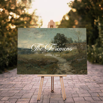 Personalized Family Name Sign | Country Lane Vintage Landscape Canvas | Wedding Gift