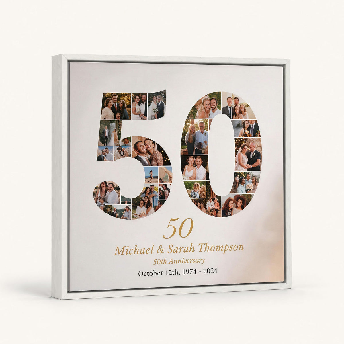 Personalized 50th Anniversary Photo Collage Wall Art Print, Golden Anniversary Gift