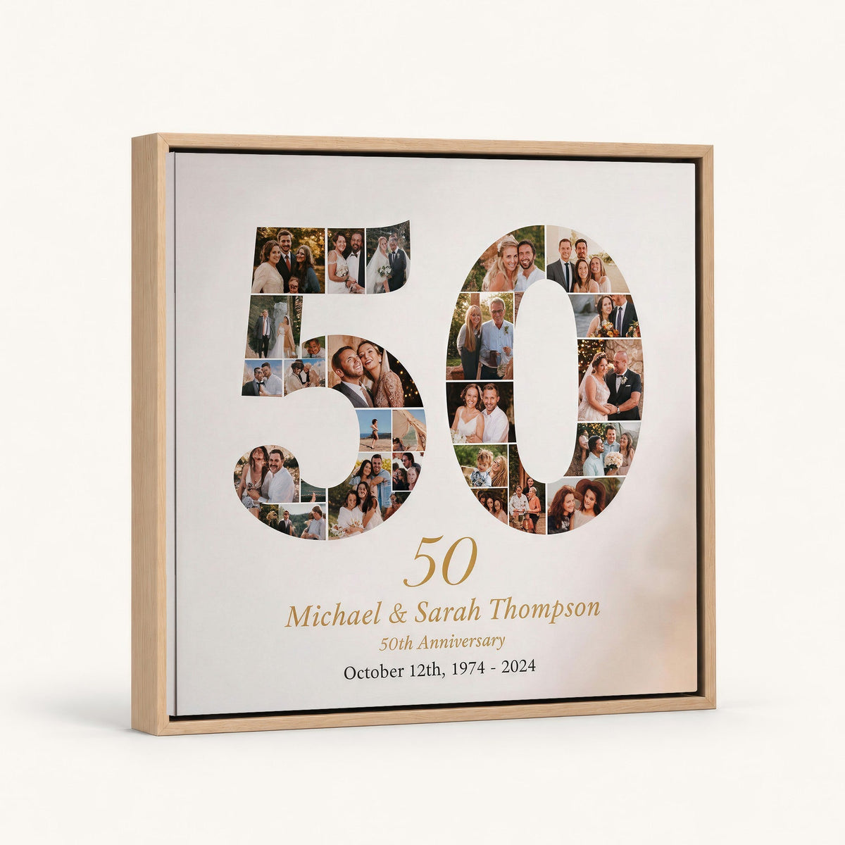 Personalized 50th Anniversary Photo Collage Wall Art Print, Golden Anniversary Gift