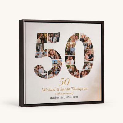Personalized 50th Anniversary Photo Collage Wall Art Print, Golden Anniversary Gift