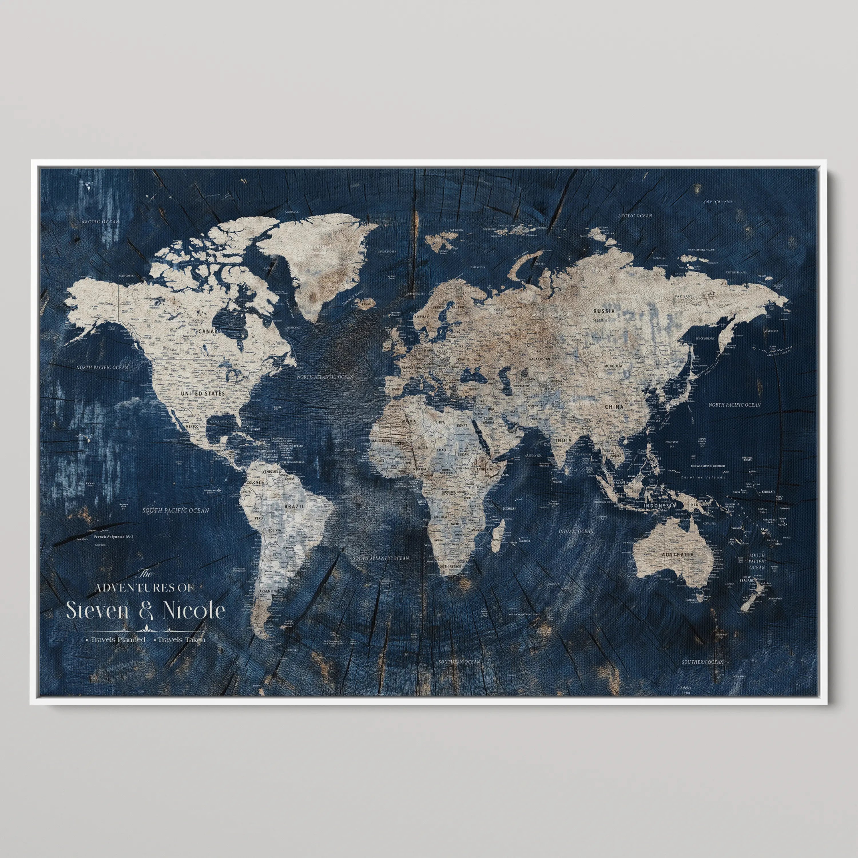 45566494-MGV-CV-36X24-Framed Personalized World Map Canvas Custom Push Pin Travel Tracker Gift