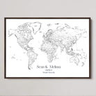 40183091-MGV-CV-36X24-Custom Framed World Map Canvas Print – Personalized Push Pin Travel Tracker Gift for Couples, Weddings, or Anniversary Celebrations