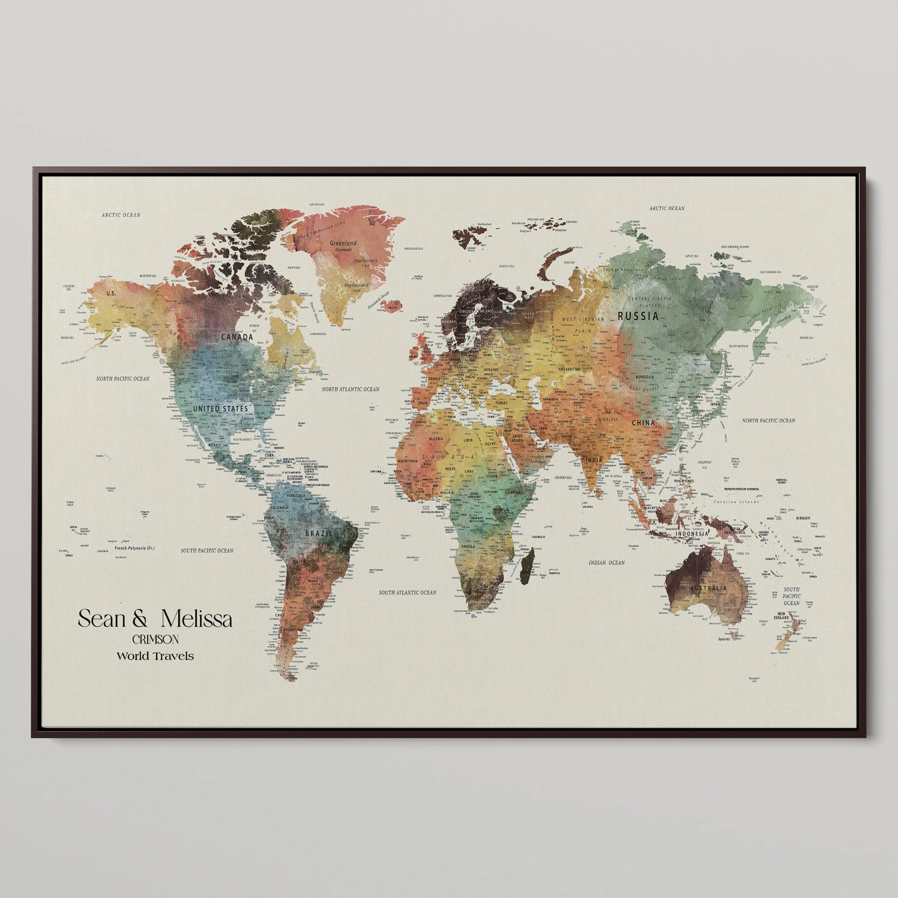 45566494-MGV-CV-36X24-Framed Personalized World Map Canvas Custom Push Pin Travel Tracker Gift