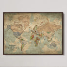 40183091-MGV-CV-36X24-Custom Framed World Map Canvas Print – Personalized Push Pin Travel Tracker Gift for Couples, Weddings, or Anniversary Celebrations