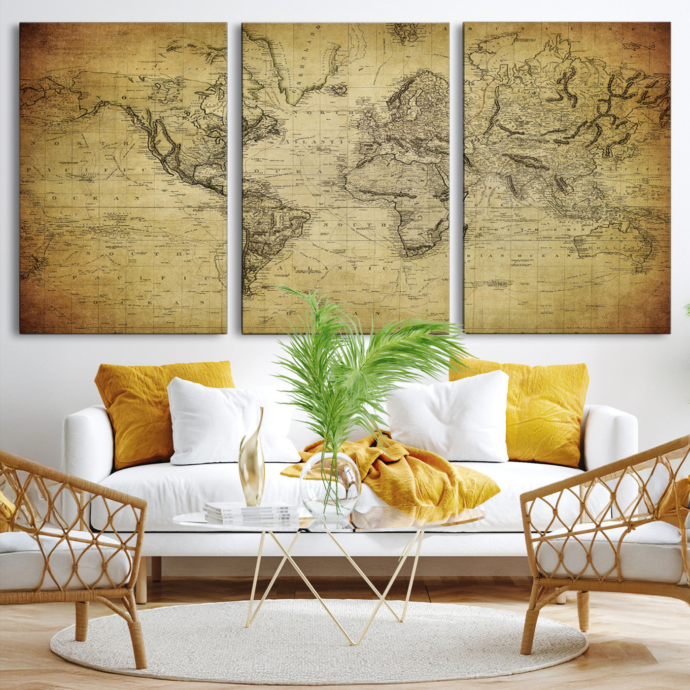 Push Pin World Map Canvas Print – Framed Wall Art for Couples to Track Their Travels – Anniversary Gift or Home Adventure Decor