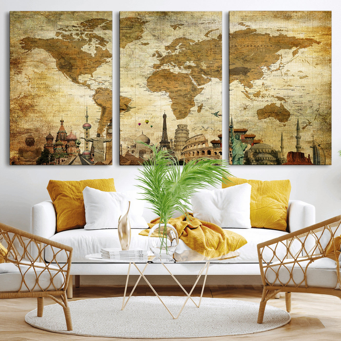 Push Pin World Map Canvas Print – Framed Wall Art for Couples to Track Their Travels – Anniversary Gift or Home Adventure Decor