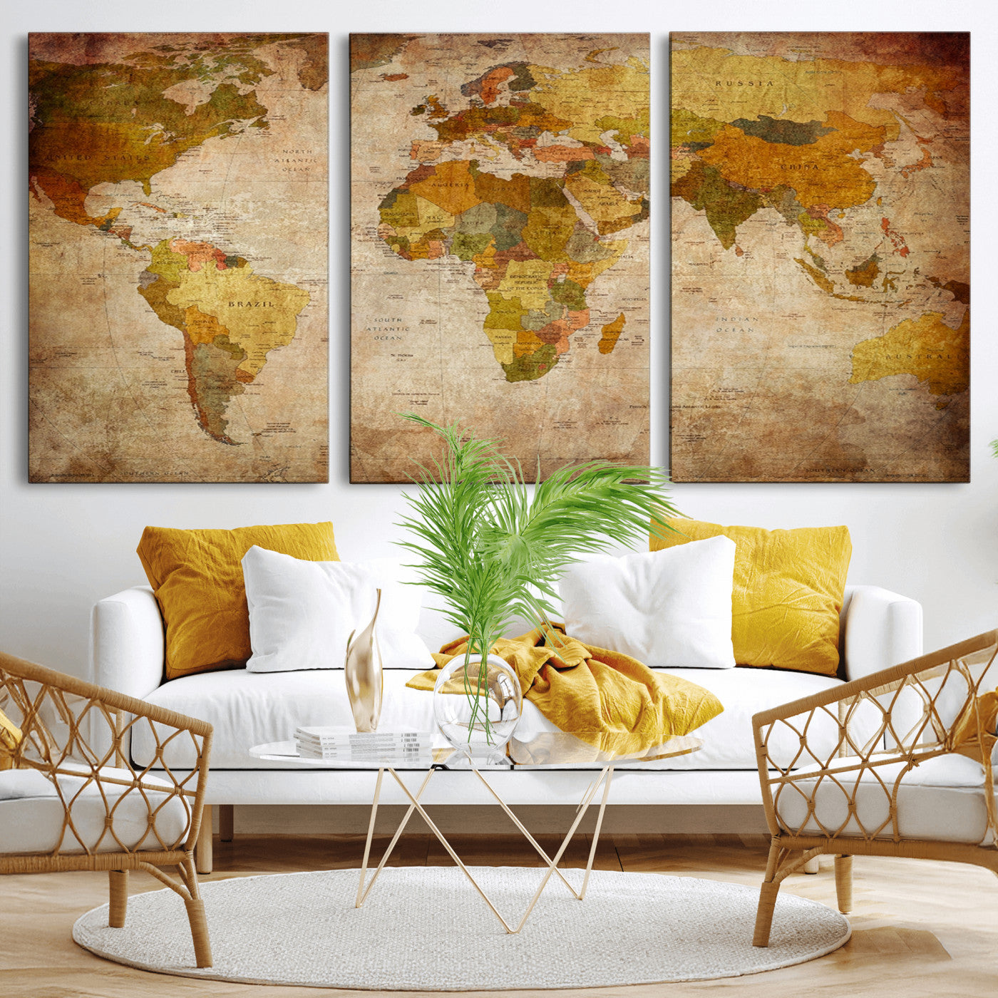 Push Pin World Map Canvas Print – Framed Wall Art for Couples to Track Their Travels – Anniversary Gift or Home Adventure Decor
