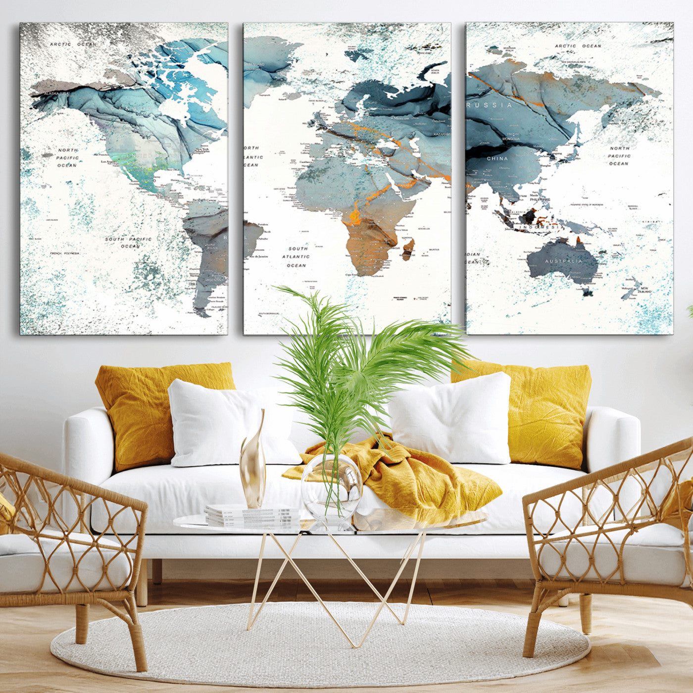 Push Pin World Map Canvas Print – Framed Wall Art for Couples to Track Their Travels – Anniversary Gift or Home Adventure Decor