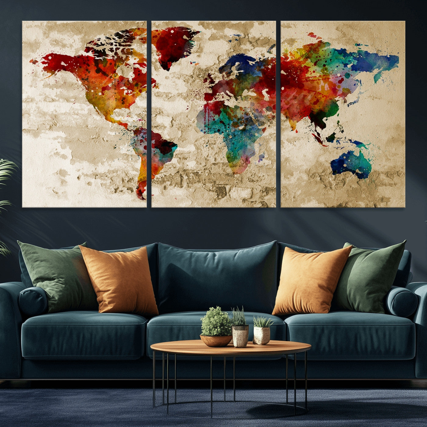 Push Pin World Map Canvas Print – Framed Wall Art for Couples to Track Their Travels – Anniversary Gift or Home Adventure Decor