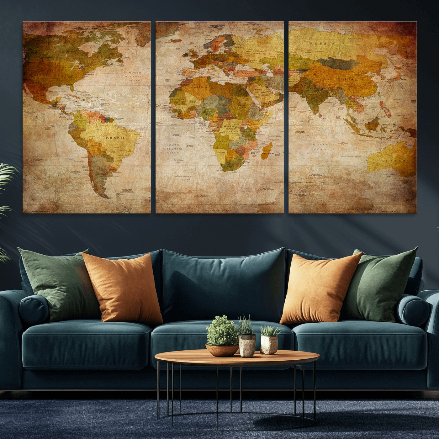 Push Pin World Map Canvas Print – Framed Wall Art for Couples to Track Their Travels – Anniversary Gift or Home Adventure Decor