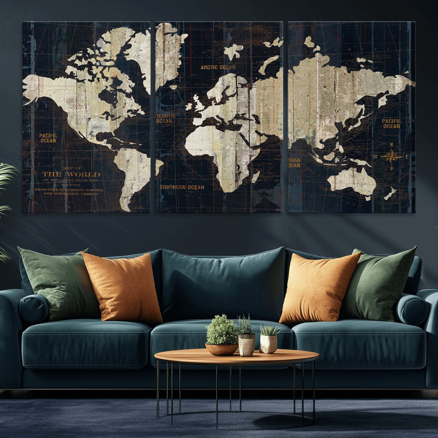 Push Pin World Map Canvas Print – Framed Wall Art for Couples to Track Their Travels – Anniversary Gift or Home Adventure Decor