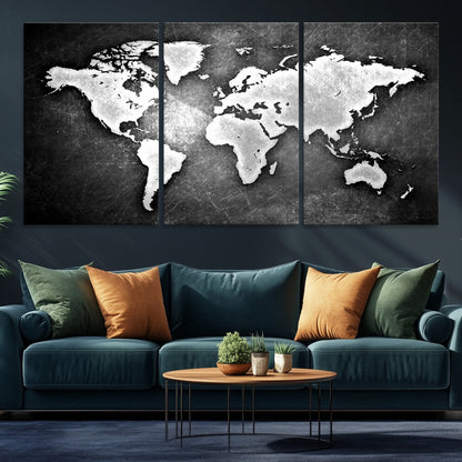 34390-MGV-CV-36X24-World Map Wall Art Canvas Print – Framed Wall Art for Anniversary Gift or Home Adventure Decor