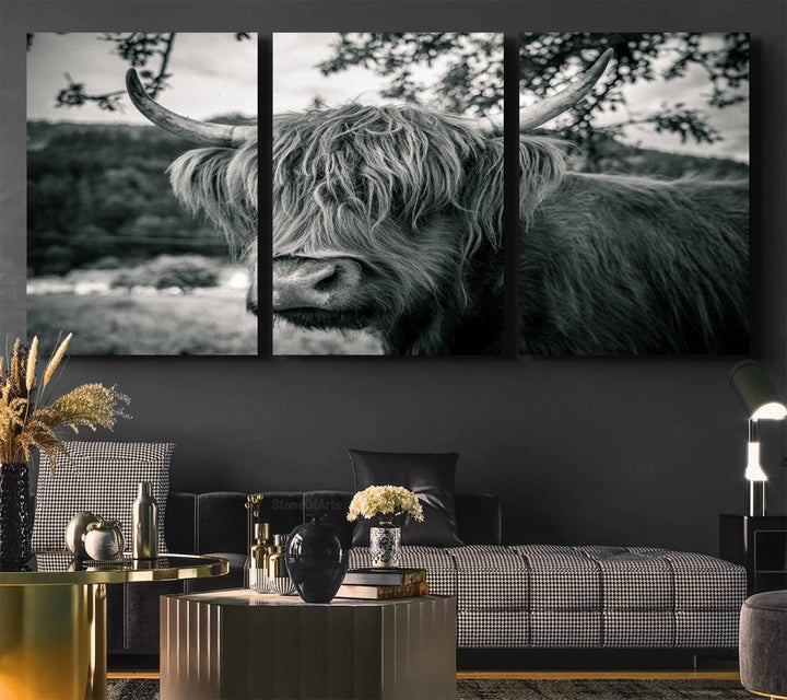 Highland Cow Wall Art Canvas Print Scottish Cattle Canvas Art