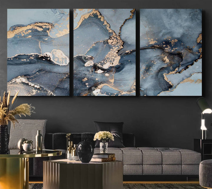 Multipanel Marble Fluid Effect Wall Art Abstract Canvas Wall Art Print